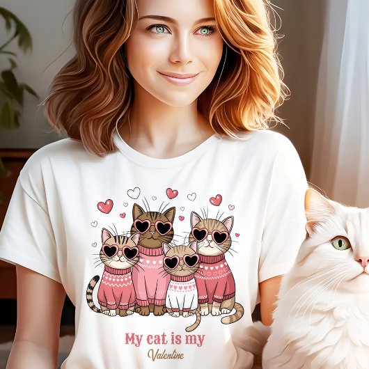 Niedlich Cat Kitty Valentine Pink Individuelle Nam T-Shirt