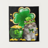 Niedlich Cat Kleeblatt Irish Saint St Patrick Day Wandteppich (Vorderseite)