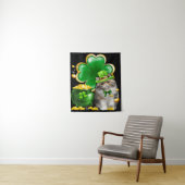 Niedlich Cat Kleeblatt Irish Saint St Patrick Day Wandteppich (Beispiel)