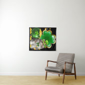 Niedlich Cat Kleeblatt Irish Saint St Patrick Day Wandteppich (Beispiel (Horizontal))