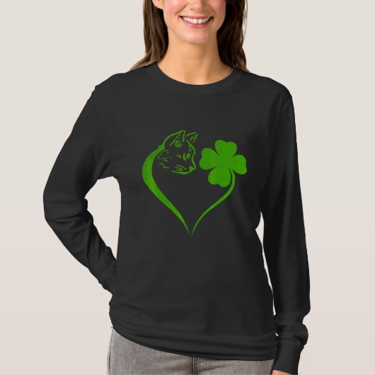 Niedlich Cat Kleeblatt Irish St Patricks Day Kitty T-Shirt (Vorderseite)