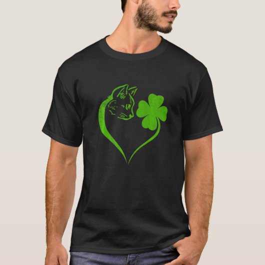 Niedlich Cat Kleeblatt Lover Irish St Patricks Day T-Shirt (Vorderseite)