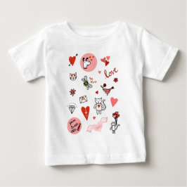 Niedlich Cat Liebe Cartoon Baby T-shirt