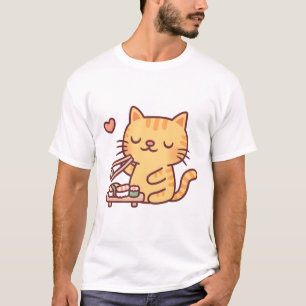 Niedlich Cat Lieben Japanisch Sushi T-Shirt