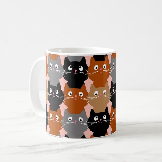 Niedlich Cat Lover Feline Kittens Pattern Kaffeetasse (Vorderseite Links)