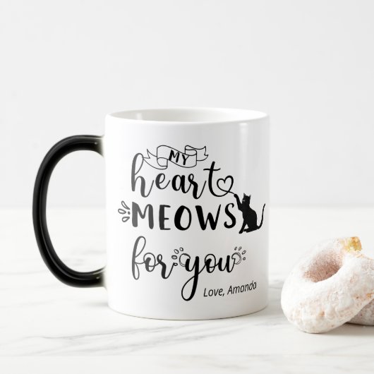 Niedlich Cat Lover Geschenk Personalisiert Verwandlungstasse (Mit Donut)