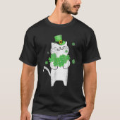 Niedlich Cat Lover Kleeblatt St Patricks Day Meowy T-Shirt (Vorderseite)