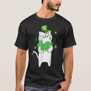 Niedlich Cat Lover Kleeblatt St Patricks Day Meowy T-Shirt