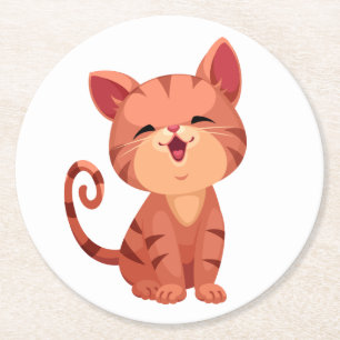 Niedlich Cat Lover Orange Kitty Tabby Kitten Felin Runder Pappuntersetzer