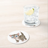 Niedlich Cat Lover Tabby Kitten Gray Tiger Kitty Runder Pappuntersetzer (Vor Ort)