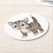 Niedlich Cat Lover Tabby Kitten Gray Tiger Kitty Runder Pappuntersetzer (Angewinkelt)