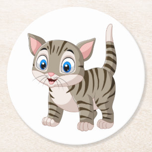 Niedlich Cat Lover Tabby Kitten Gray Tiger Kitty Runder Pappuntersetzer
