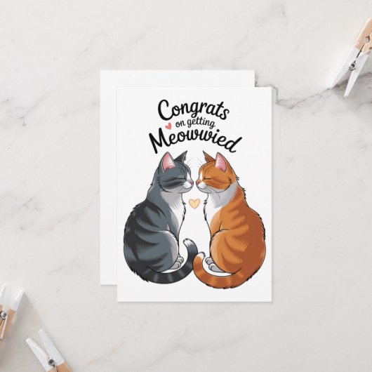 Niedlich Cat Lover Wedding Herzlichen Glückwunsch Karte (Vorderseite/Rückseite Beispiel)
