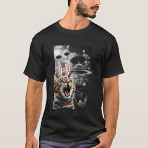 Niedlich Cat Meme Osterfest Alien UFO T-Shirt