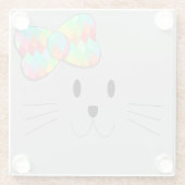 Niedlich Cat Meow Rainbow Bow Grau Glitzer Kitty K Glasuntersetzer (Rückseite)