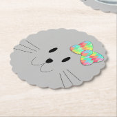 Niedlich Cat Meow Rainbow Bow Grau Glitzer Kitty K Untersetzer (angewinkelt)