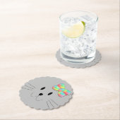 Niedlich Cat Meow Rainbow Bow Grau Glitzer Kitty K Untersetzer (Vor Ort)