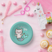 Niedlich Cat Mermaid Girl Birthday Meowmaid Purrma Pappteller (Party)