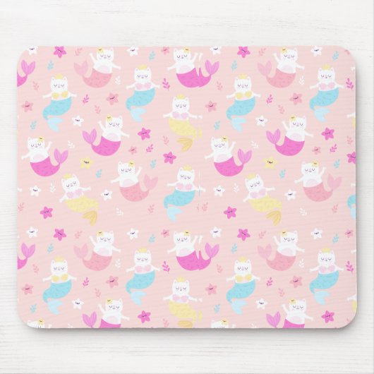 Niedlich Cat Mermaid Muster Mousepad (Vorne)