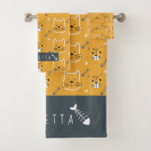 Niedlich Cat Modernes Muster Badhandtuch Set (Insitu)