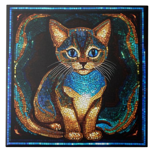 Niedlich Cat Mosaic Fliese (Vorderseite)
