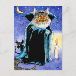 Niedlich Cat Mouse Vampire Nosferatu Halloween Postkarte