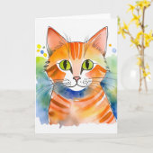 Niedlich Cat Orange Tabby Karte (Gelbe Blume)
