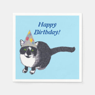 Niedlich Cat Party Happy Birthday Napkins Serviette