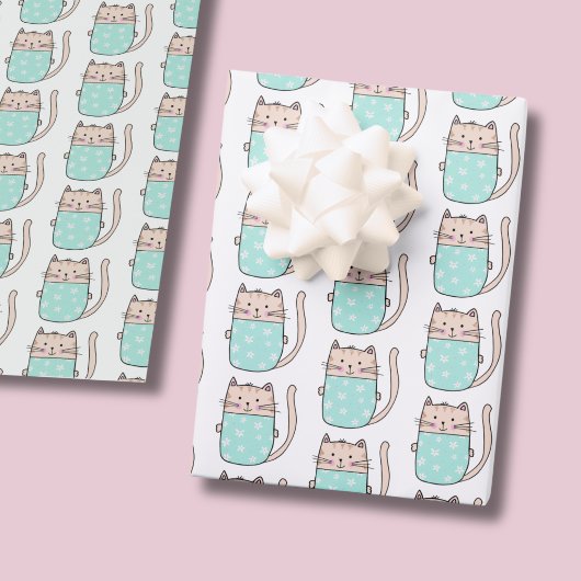 Niedlich Cat Pattern Girls Geburtstag Geschenkpapier