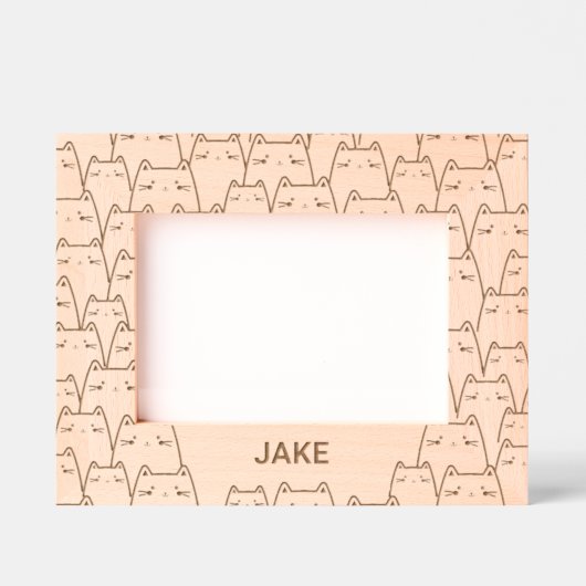 Niedlich Cat Pattern Individuelle Name Geätzte Rahmen (Vorderseite)