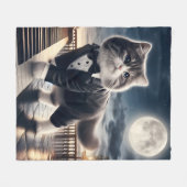 Niedlich Cat Pawdigy Plays a Moonlight Sonata Fleecedecke (Vorderseite (Horizontal))