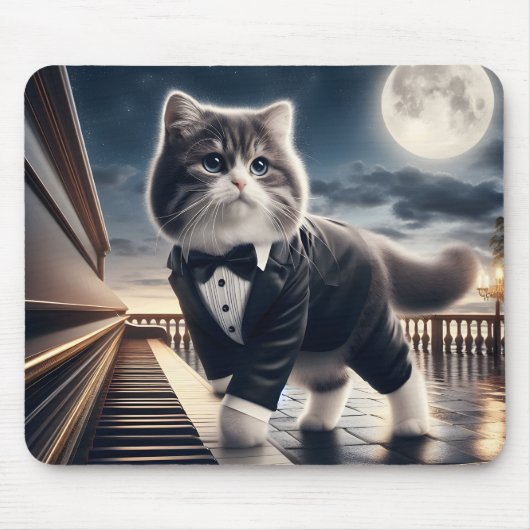 Niedlich Cat Pawdigy Plays a Moonlight Sonata Mousepad (Vorne)