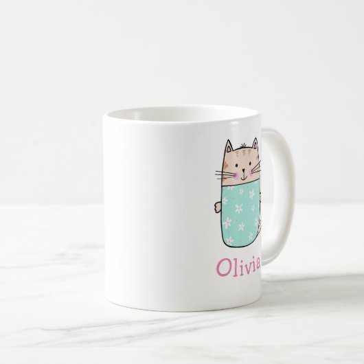Niedlich Cat Personalisiert Individuelle Name Kaff Kaffeetasse (VorderseiteRechts)