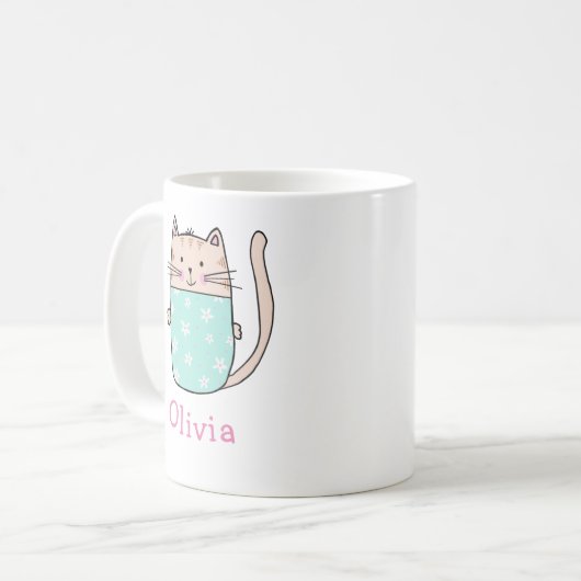 Niedlich Cat Personalisiert Individuelle Name Kaff Kaffeetasse (Vorderseite Links)