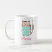 Niedlich Cat Personalisiert Individuelle Name Kaff Kaffeetasse (Links)
