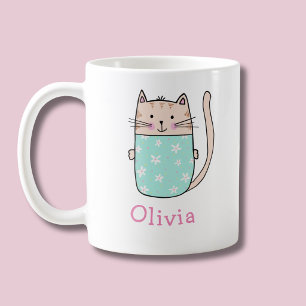 Niedlich Cat Personalisiert Individuelle Name Kaff Kaffeetasse