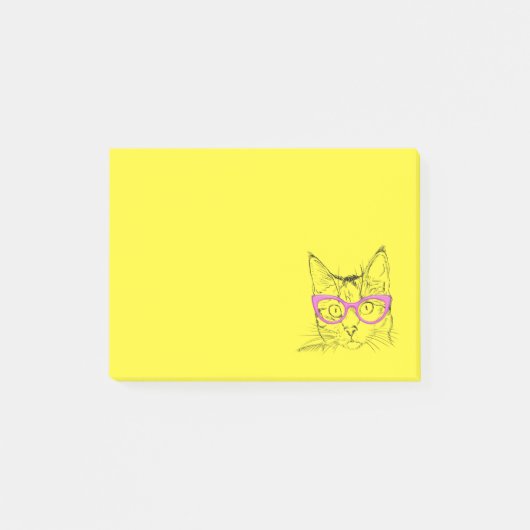 Niedlich Cat Pink Gläser Normal langweilig Post-it Klebezettel (Vorderseite)