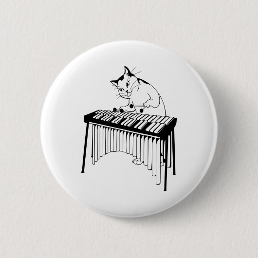 Niedlich Cat Playing Schlagzeug Musical Xylophone Button (Vorderseite)