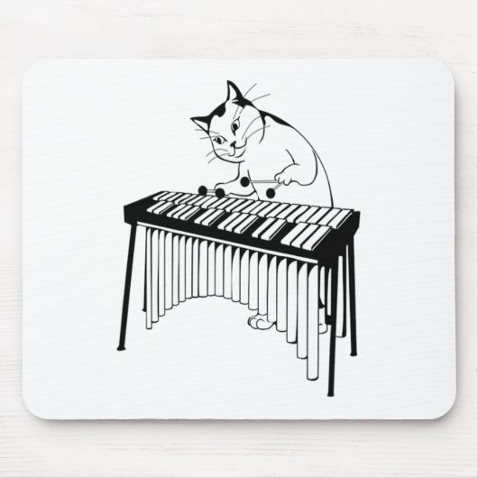 Niedlich Cat Playing Schlagzeug Musical Xylophone Mousepad (Vorne)