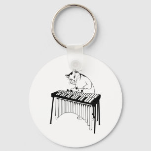 Niedlich Cat Playing Schlagzeug Musical Xylophone Schlüsselanhänger