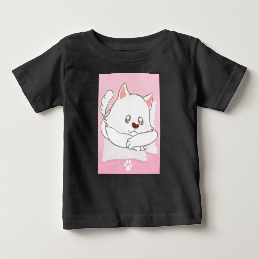 Niedlich Cat Print Baby T - Shirt (Vorderseite)