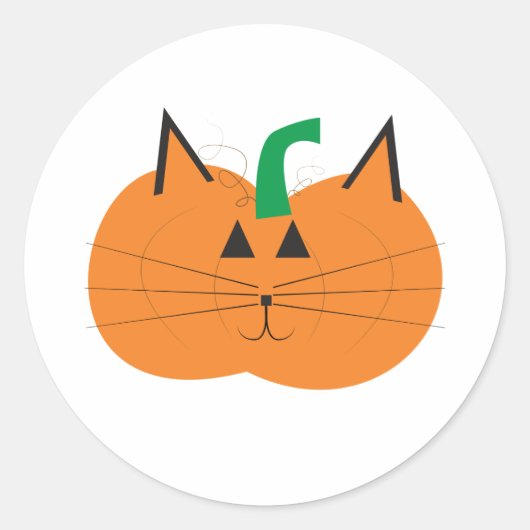 Niedlich Cat Pumpkin Runder Aufkleber (Vorderseite)