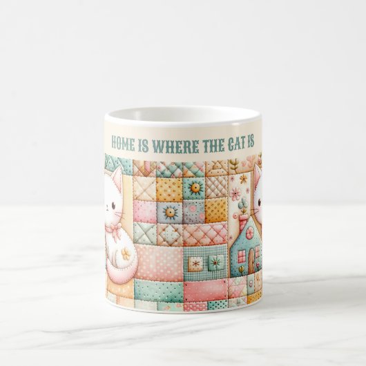 Niedlich Cat Quilt Patchwork Pastel Individuelle N Kaffeetasse (Mittel)
