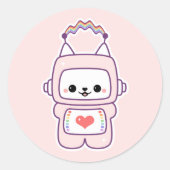 Niedlich Cat Robot Runder Aufkleber (Vorderseite)