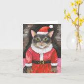 Niedlich Cat Santa Christmas Karte (Gelbe Blume)
