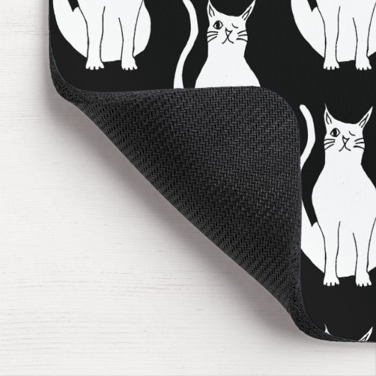 Niedlich Cat Schwarz-weiß Pattern Cartoon Mousepad (Ecke)
