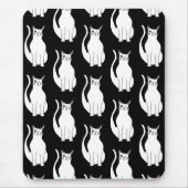 Niedlich Cat Schwarz-weiß Pattern Cartoon Mousepad (Vorne)