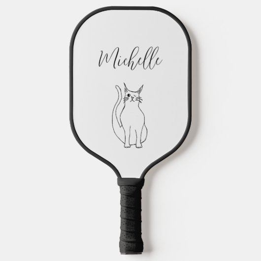 Niedlich Cat Schwarz-weiß Winking Kitty Cartoon Pickleball Schläger (Vorderseite)