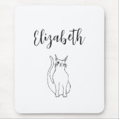 Niedlich Cat Schwarz-weißer Cartoon Winking Kitty Mousepad (Vorne)