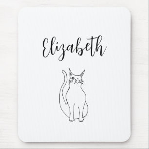 Niedlich Cat Schwarz-weißer Cartoon Winking Kitty Mousepad